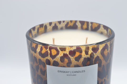 Eriskay Leopard Candle in Black Orchid