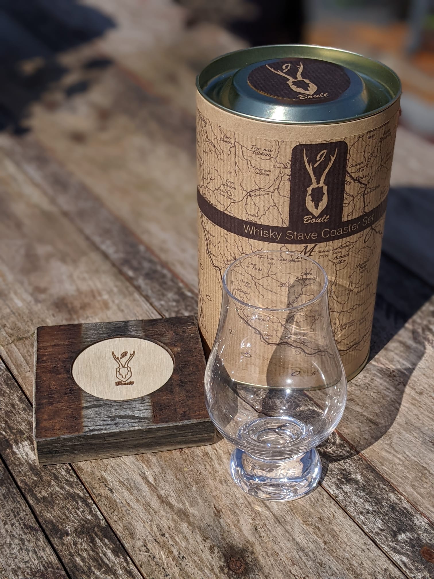Upcycled Whisky Stave Coaster & Glass Gift Set - From Suzie’s
